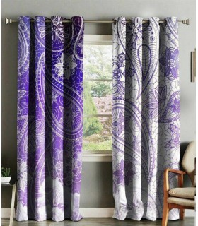 پرده کتان چاپی هازان طرح ترمه کد K1-219