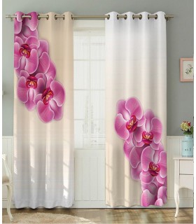 پرده کتان چاپی هازان طرح ارکیده کد K1-220