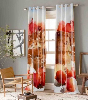 پرده کتان چاپی هازان طرح انارک کد K1-22