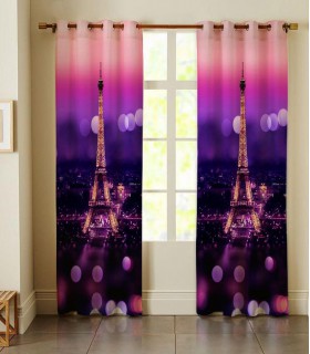 پرده کتان چاپی هازان طرح شبهای پاریس