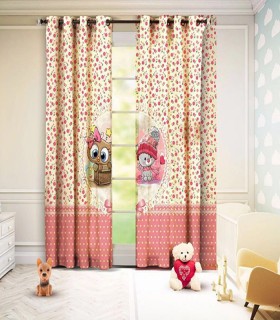 پرده کتان چاپی هازان طرح عروسکی کد K1-227