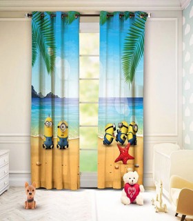 پرده کتان چاپی هازان طرح مینیون کد K1-228