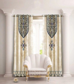 پرده کتان چاپی هازان طرح اسلیم کدK1-231