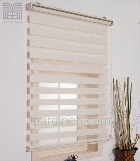 پرده زبرا ساده رنگ کرم کد A1-014