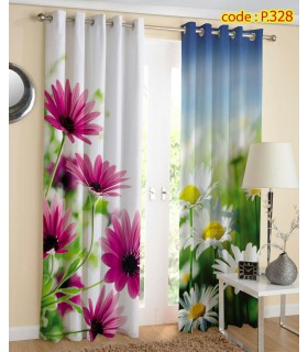 پرده کتان چاپی هازان طرح مارگریت کد k1-280