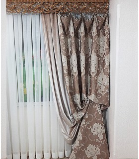 پرده دکوری مدل یقه شل رنگ نسکافه ای کد P-610