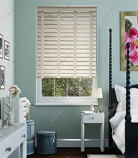 پرده کرکره چوبی 5 سانتیمتری رنگ سفید شیری