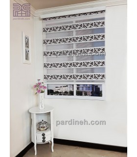 پرده زبرا طرح برگی زرشکی کد Z1-008