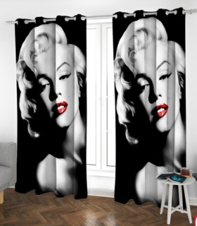 پرده کتان چاپی هازان طرح مرلین مونرو کد k1-325