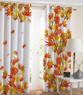 پرده کتان چاپی هازان طرح پاییز کد K1-335