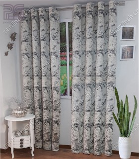 پرده مخمل شانل دار طرح اثر انگشتی رنگ مشکی توسی کد P-614