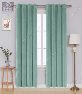 پرده مخمل پانچی رنگ سبز فیروزه ای کد P-617