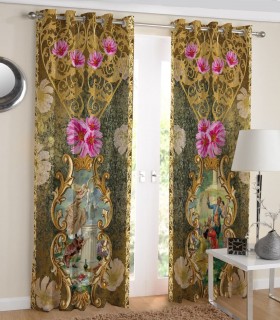 پرده چاپی هازان طرح  گلدانی ایتالیایی کدK1-343