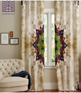 پرده کتان چاپی هازان طرح خورشید کد K1-202