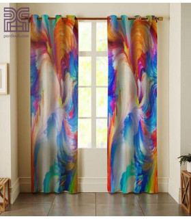 پرده کتان هازان طرح آبرنگی کد K1-203