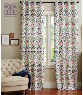 پرده کتان چاپی هازان طرح قلب کد K1-208